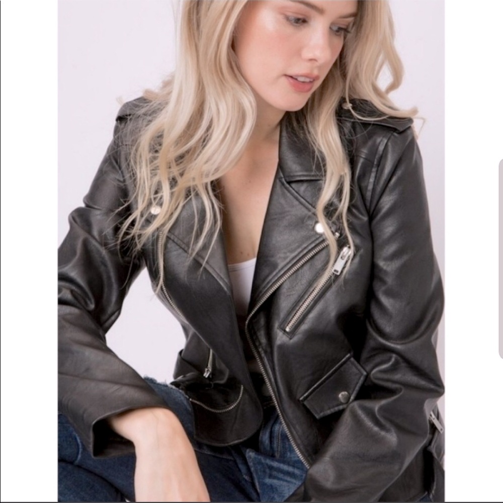 FAUX LEATHER BIKER JACKET